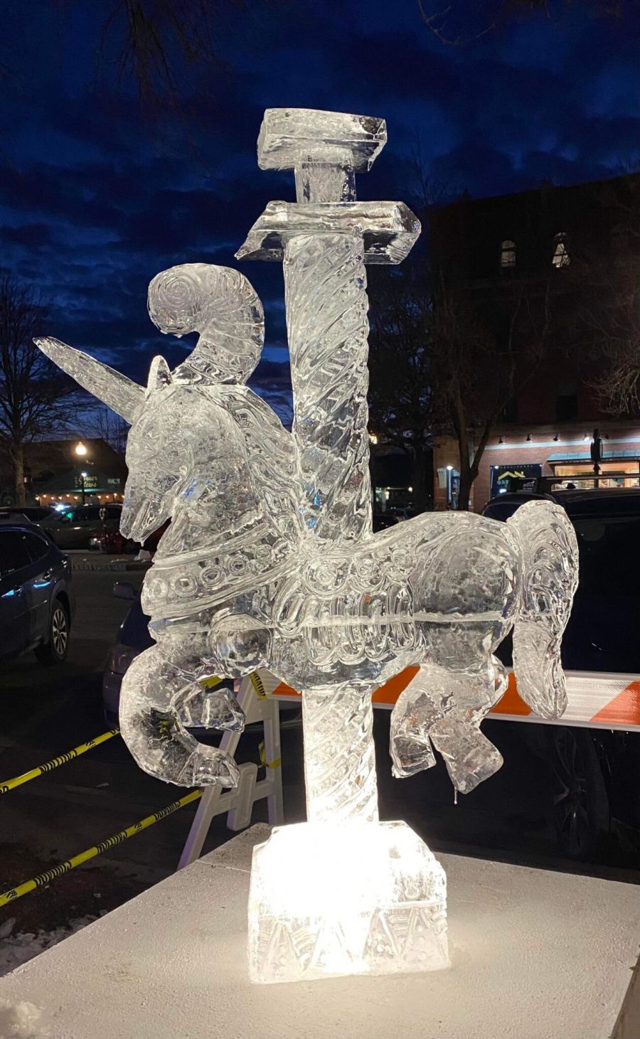 Carousel horse carving at Keene Ice & Snow Festival