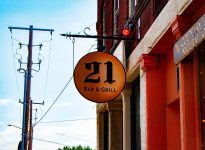 Twenty One Bar & Grill sign