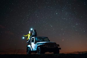 Jeep under the stars