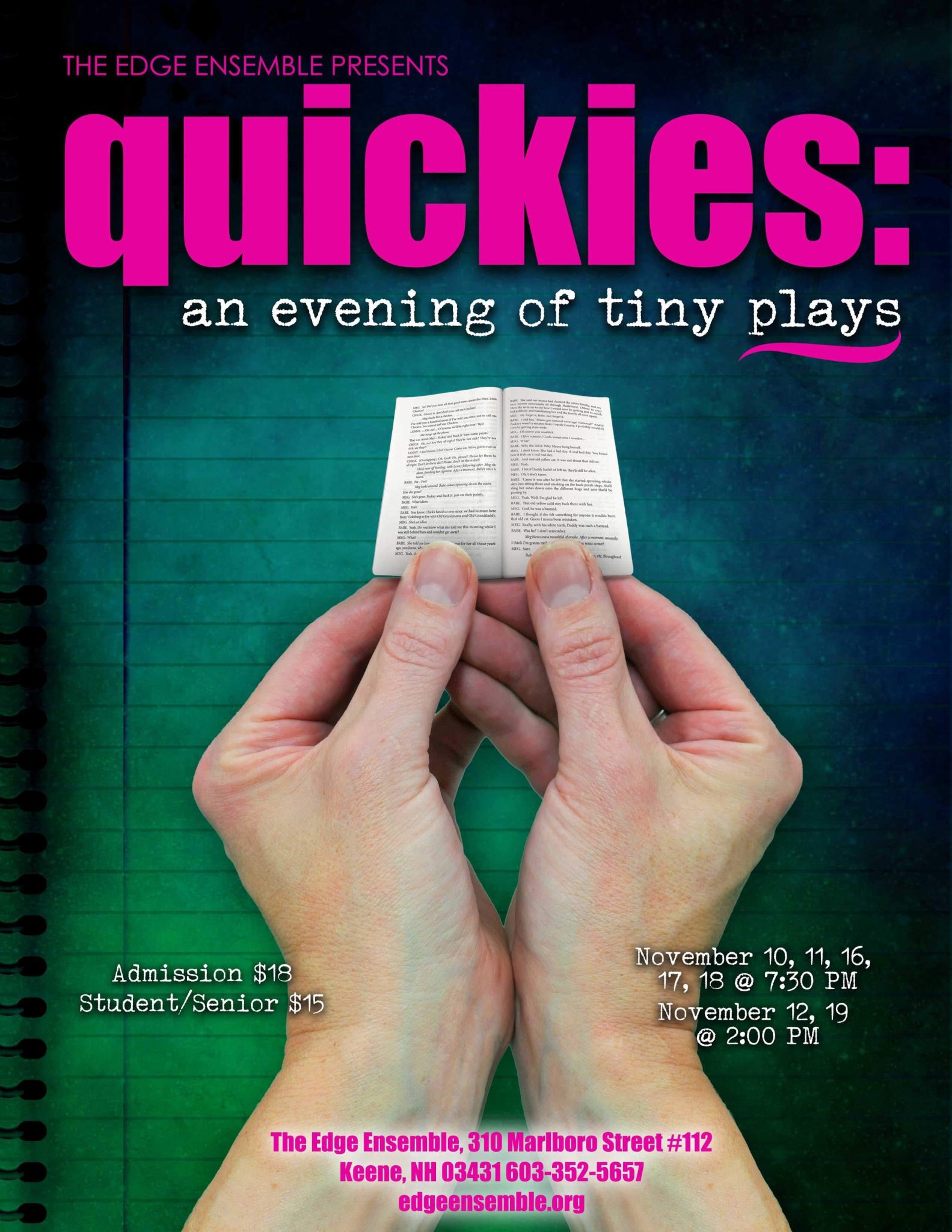 Quickies: an evening of tiny plays - Explore Keene